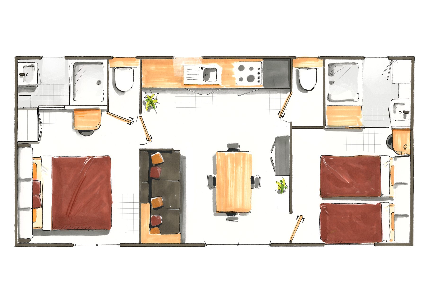 Plattegrond van de cottage