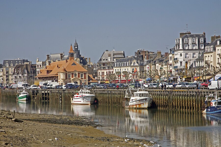 The harbour of Trouville-sur-Mer, on the other side of the Touques