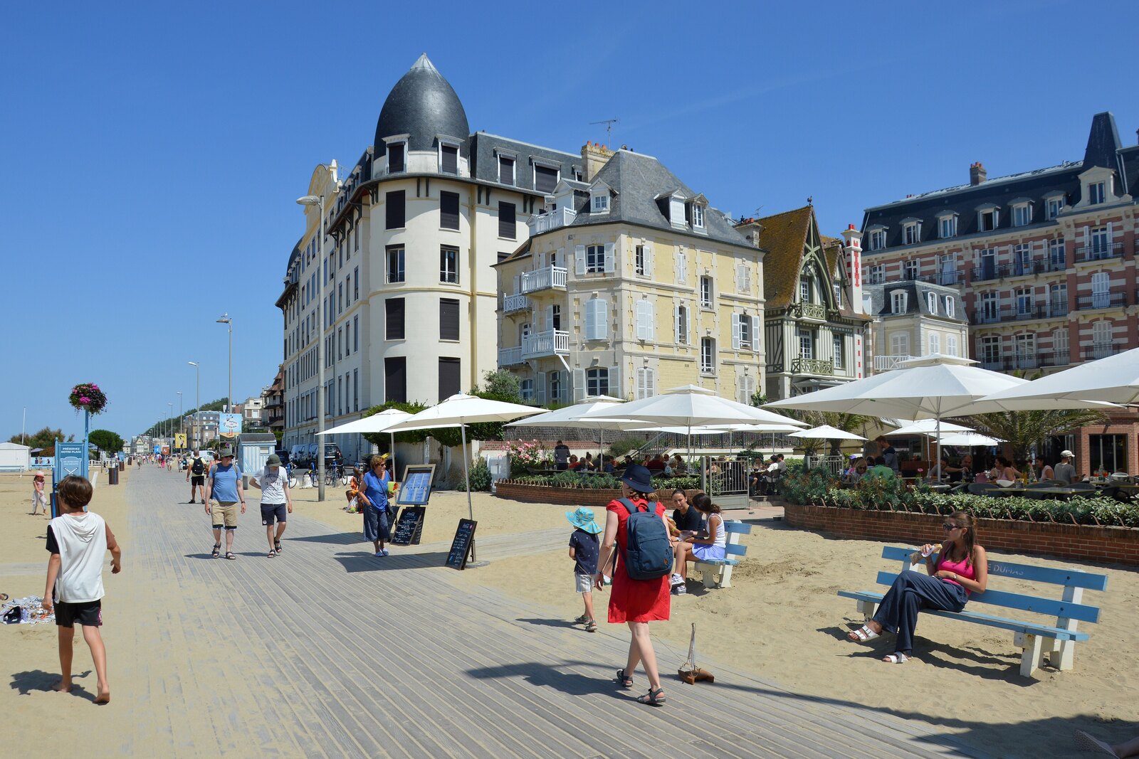 The boardwalk at Trouville-sur-Mer and its terraces
