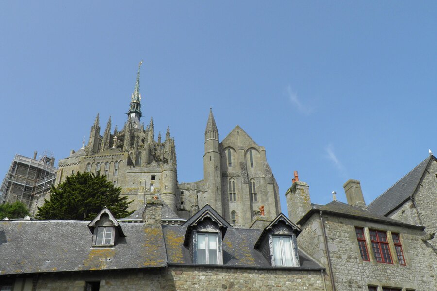The abbey of Mont-Saint-Michel and the houses of the village