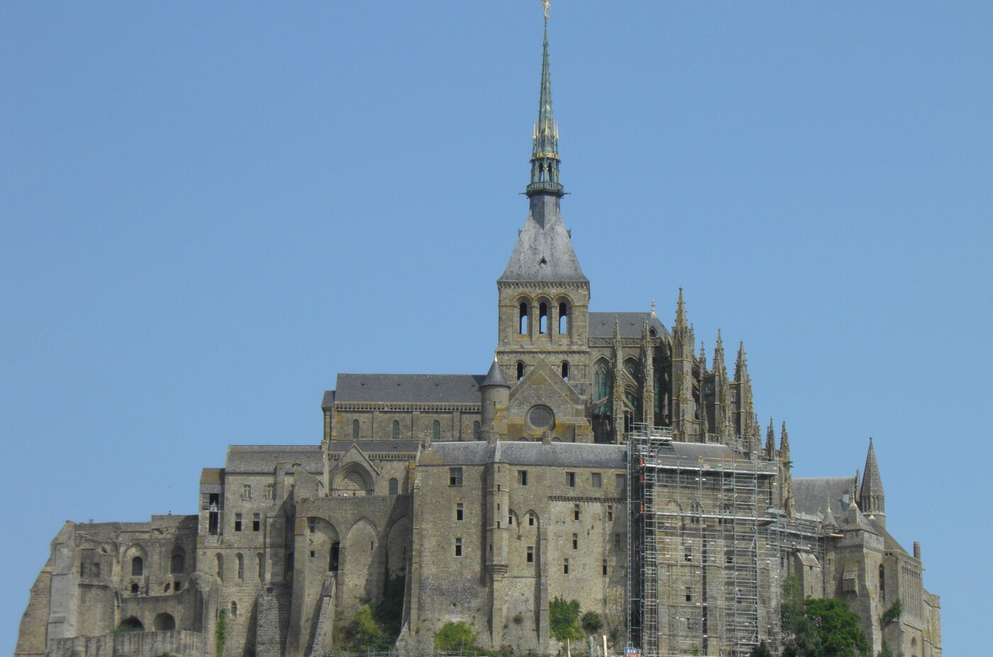 The abbey of Mont-Saint-Michel rising above the bay